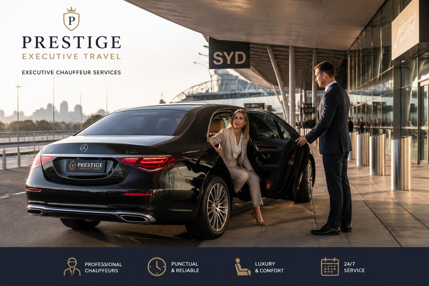 Luxury chauffeur car at Sydney Airport