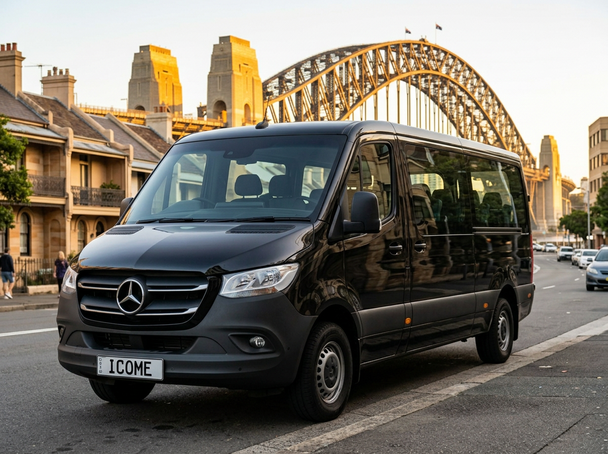 Black Mercedes-Benz Sprinter 12-seater minibus