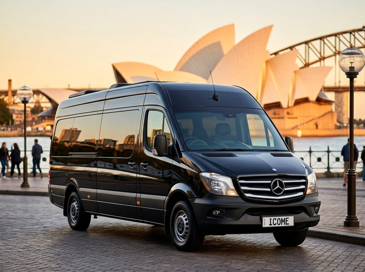 Black Mercedes-Benz Sprinter 15-seater minibus