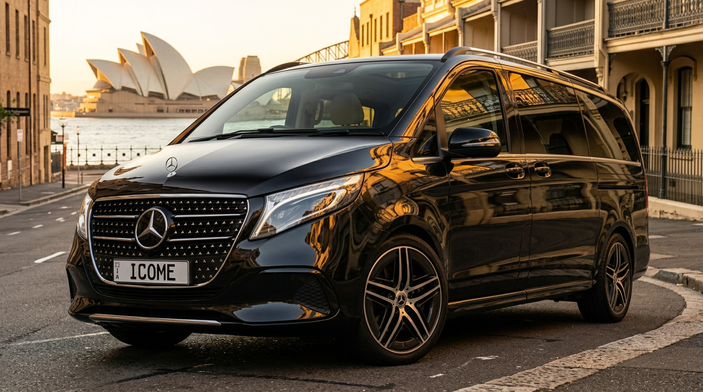 Black Mercedes-Benz V-Class 300d 7-seater van